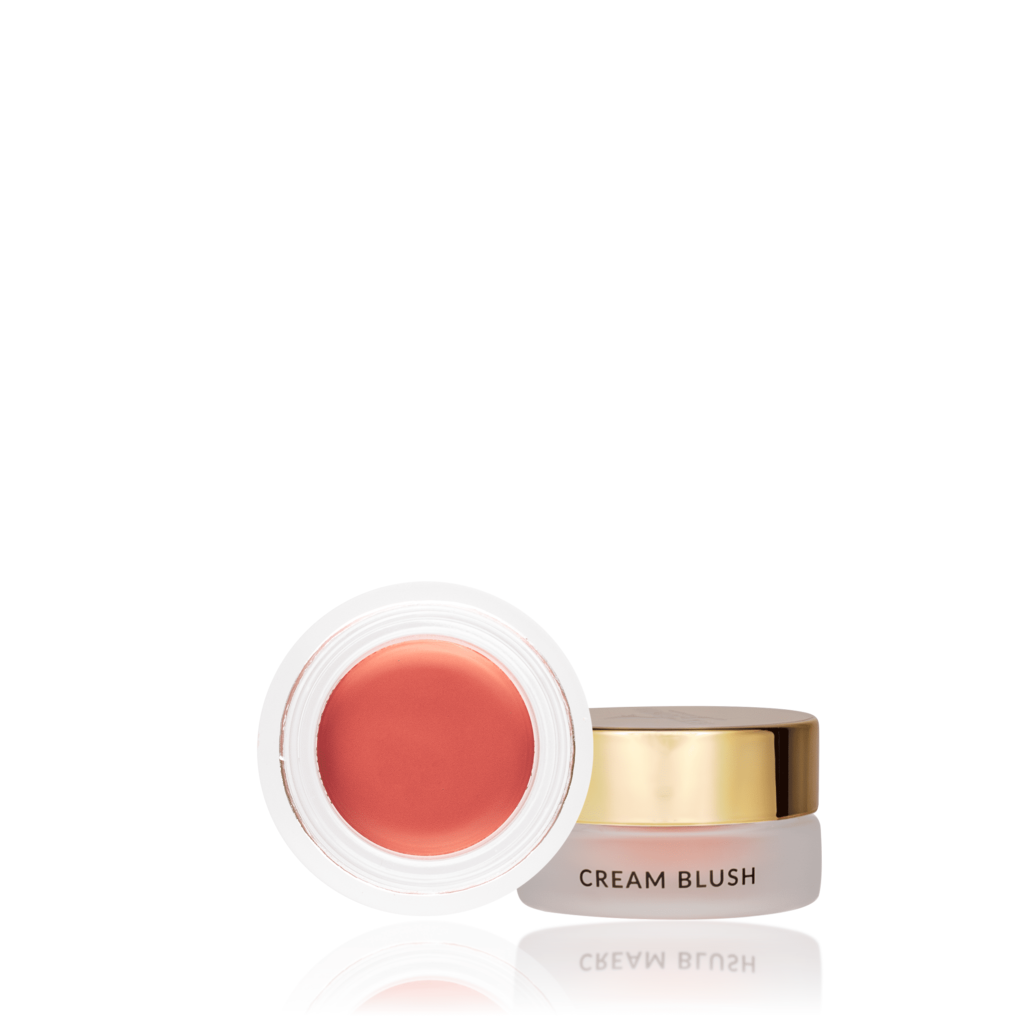 Eco By Sonya Cream Blush natural makeup in glass jar showing colour and soft texture on white background.