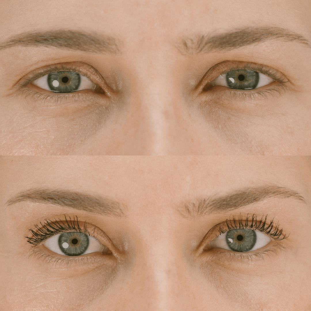 Eco By Sonya Mitzi Mascara before after results on eyelashes